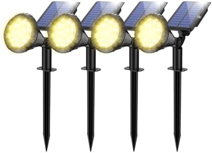 NBKLS Solar Spot Lights for Outside, 21 LED Outdoor Solar Lights for Yard, 4 Pack Solar Spotlights Waterproof Auto On/Off for Landscape, Wall, Garden, Pool, Tree, Pathway and Driveway(Warm White) by NBKLS