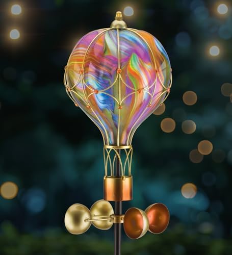 Regal Art & Gift Swirl Balloon Solar Spinner Stake, Metal Kinetic Outdoor by REGALARTGIFT