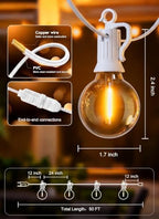 Outdoor String Lights, 50FT 25 LED Bulbs IP65 Waterproof Patio Lights - Image 2
