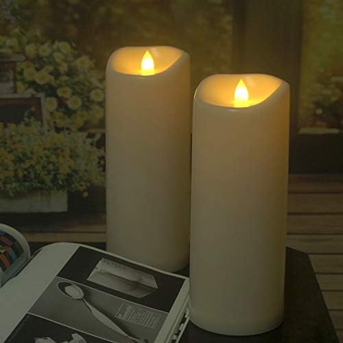 Tall Outdoor Battery Operated Flameless LED Candles w/Timer 4”x10” 2 PCS - Image 3