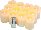 Flameless Candles Battery Operated Candles Set of 12(D:3" X H:4") Pillar Real Wax Led Candles with 10-Key Remote and Cycling 24 Hours Timer by flamecan