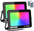 RIGIDON 2 Pack 50W RGB LED Flood Light Outdoor, 16 Colour Changing Light by RIGIDON