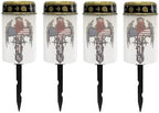 Poceacles Cross Solar Lights Outdoor Waterproof LED Flameless Candle Cemetery Solar Decorative Lights Walkway Lights Landscape Lighting for Outdoor Decor, Rose American Flag Wings Cross, Pack of 4 by Poceacles