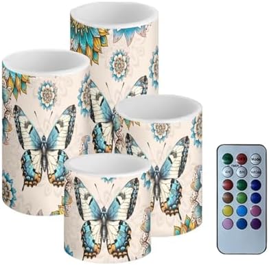 GLENLCWE Animal Butterfly Flameless Candle Set of 4 with Remote Control and Timer Battery Operated Candles Waterproof Flickering Realistic LED Candle Suitable for Outdoor Seaside Proposal by GLENLCWE