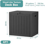 30 Gallon Waterproof Resin Deck Box, UV Resistant Outdoor Storage for Garden, Patio, Porch, Delivery,Striped Black - Image 2