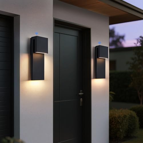 Tarentlight Dusk to Dawn Outdoor Wall Lights 2 Packs,Modern Minimalist Outdoor Fixture Wall Mount,Anti-Rust Sturdy & Sleek Outside Lights for House Porch Garage Patio,3000K 17W Integrated LED - Image 2