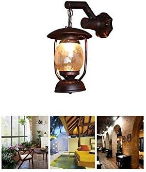 Rustic Chandelier Vintage Industrial Style Metal Lantern Light Creative Aisle Balcony Loft Kerosene Lamp Iron Wall Sconce Vintage Wall Lights Coal Oil Lamp with Glass Shade Lights Fixture E27 - Image 4