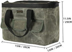 15 Inch Tool Bag, Heavy Duty Waxed Canvas Wide Mouth Water-Resistant Tool Pouch, Garden Tool Tote with 15 Pockets | ArmyGreen - Image 2