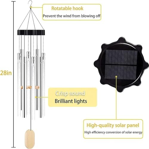 Wind Chimes, Outdoor Led Solar Wind Chimes, Solar Mobile Lights, Mobile Hanging Wind Chimes (Bubble H28 inches, Colorful) - Image 4