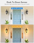 VIANIS Outdoor Wall Light, 16.9" Black Roman Dusk to Dawn Outdoor Lighting - Image 2