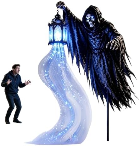 Halloween Soul Harvester Animated Solar Powered Garden Light,Halloween Ghost Yard Light, Solar Witch and Glowing Soul Stake, for Lawns, Gardens, Porches, Walkways and Seasonal Outdoor Displays (C) - Image 7