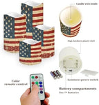 Retro American Flag Flameless Candles with Remote Timer Battery Operated Fake Candles Color Changing Electric Pillar LED Candles Bulk Set of 4 - Image 3