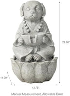 Glitzhome Water Fountain Outdoor, Outdoor Fountain with Lights&Pump, 22" H 2-Tiered Concrete Dog Statue Zen-Style Water Fountain Polyresin Water Feature for Home Patio Garden Backyard Decor - Image 4
