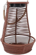 AUNMAS Garden Solar Light, Rattan Hanging Planter with Solar Powered LED Light for Outdoor Decoration, Water Proof Lantern for Terrace Balcony (Dark Brown) - Image 2