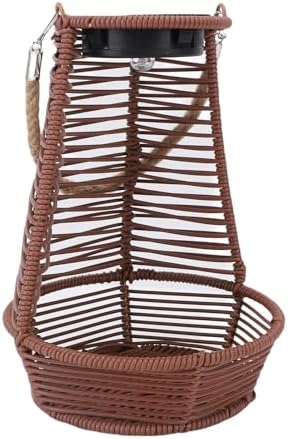 AUNMAS Garden Solar Light, Rattan Hanging Planter with Solar Powered LED Light for Outdoor Decoration, Water Proof Lantern for Terrace Balcony (Dark Brown) - Image 2