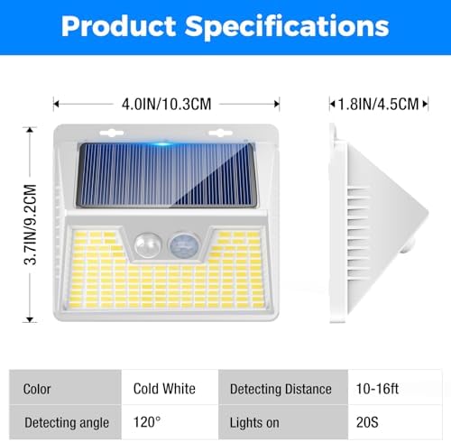 Peasur Solar Lights Outdoor Motion Sensor Waterproof, 6Pack 140LED White Solar Powered Fence Lights, 3 Modes Security Wall Lights for Garden Yard Outside Warm - Image 6