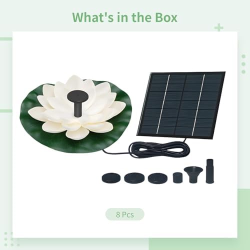Solar Fountain Floating, Lotus Garden Decor Outdoor, Pet Plus Monocrystalline Silicon, Nozzle Kit Customizable, As well as Birdbaths Ideal - Image 5