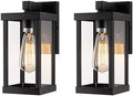 mirrea 11" Classic Outdoor Wall Sconce 1 Light in Matte Black Rectangular Metal Frame and Clear Glass Shade Waterproof Porch Light Patio Light Pack of 2 by mirrea