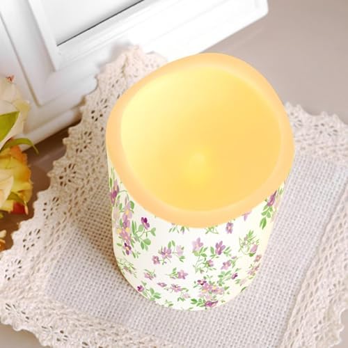 Floral Purple Flameless Light Candles with Timer Remote Control Battery Operated Candles with Color Changing Fake Electric Pillar Candle Tea Lights Home Table Indoor Beach Decoration - Image 6