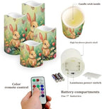 Easter Bunny Floral Flameless Candles LED Pillar Candles Battery Operated Candles with Remote and Timers Color Changing Electric Fake Plastic Candles Easter Decoration Set of 4 - Image 3