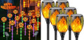 SANJICHA 12 Pack Solar Pumpkin Lights Outdoor Waterproof for Halloween Decorations, Solar Torch Lights with Flickering Flame Larger Size Solar Flame Lights by SANJICHA