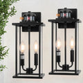 16in 2-Light Black Outdoor Wall Lights Motion Sensor Porch Light by SIAFAVOI