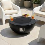 31.5'' Outdoor Round Black Propane Fire Pit Table with Wind Guard - Image 6