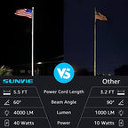 SUNVIE LED 40W Spot Lights Outdoor 5000K Daylight White Plug in Flag Pole Light 120V Ultra Bright Landscape Spotlights for Yard House Tree Lawn Signage Outdoor Spotlight with Stake & 5.5FT Cord - Image 2