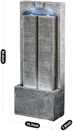 Polibi 39" H Outdoor Water Fountain Cascading LED Lights, Freestanding Resin Fiberglass Water Feature with Quiet Pump, Weatherproof Garden Waterfall for Patio Porch Lawn Backyard Indoor Outdoor, Grey - Image 2