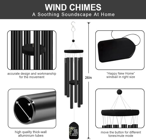 Personalized Sympathy Wind Chime, Memorial Wind Chimes Outdoor Deep Tone, Wind Chimes for Loss of Loved Father/Mother/Lover, Bereavement/Sympathy/Memorial Gifts for Remembrance - Image 3