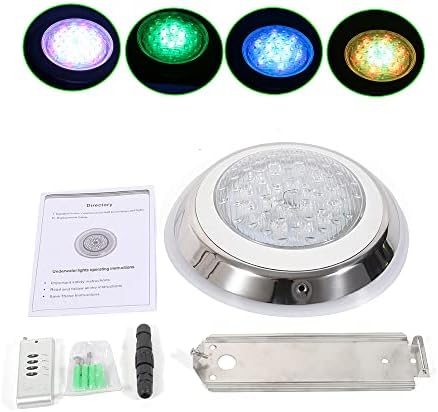 54W RGB LED 7 Color Changing Pool Light 5400 LMS Wall Surface Mounted Waterproof 90 Degrees Beam Angle Swimming Pool Pond Submersible Underwater Lamp IP68 Waterproof 12V AC with Remote 4.9ft Cord - Image 5