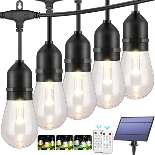 Mlambert 3 Colors 48FT LED Solar String Lights with Remote, 3 Modes, Black by Mlambert