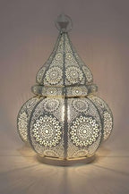 Iron Hanging Tealight Outdoor Moroccan Candle Lantern, Metal Finish Type Candle Lantern Gift for Home and Outdoor Décor (Silver) - Image 2