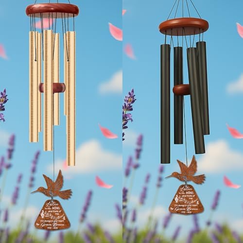 Personalized Hummingbird Wind Chime Custom Name and Years Sympathy Gift Music Lover in Loving Memory Loss of Loved One Bereavement Keepsake Garden Decor Outdoor Hanging Tribute Accent - Image 4