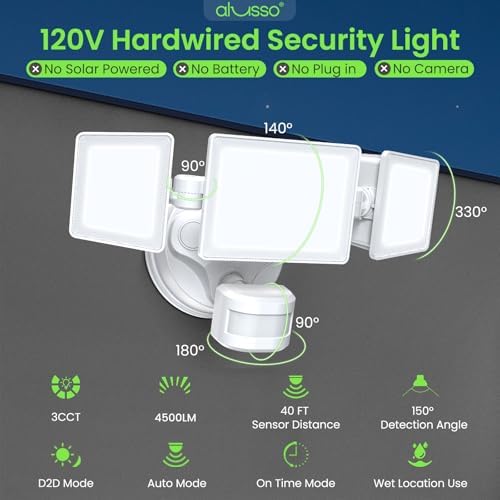 ALUSSO Motion Sensor Outdoor Lights, 40W 4500LM Flood Lights Outdoor 120V - Image 3