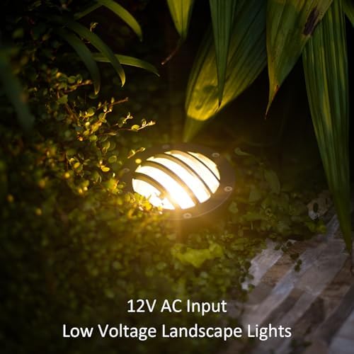 GOODSMANN Outdoor Low Voltage Well Lights 4W LED 12V In-Ground Landscape Spot Lighting 4PK Deck Lights Kit with Hardwired Connectors 200 Lumen 2800K Warm White Bronze Finish Up Light - Image 4