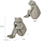 Braxio Frog Statue Outdoor Garden Decor - Large Sitting Thinking Frog Sculptures for Patio, Yard, Pond, Lawn, Porch Unique Home & Garden Gift Idea 13 x 6.7 x 12.3 Inches - Image 4