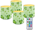 Pack of 4 Flickering Flameless Candles with Remote St Paddy Shamrocks Battery Operated LED Candles with Timer Elictric Pillar Lights for Home Decoration by Merkmak
