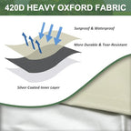 MECCANIXITY Zipper IBC Tote Cover 275 Gallon, 420D Heavy Oxford Waterproof Sunshade Rain Barrel Water Tank Protective Cover for 1000L Outdoor Garden, (39.37 x 47.24 x 45.66 Inch, Beige) - Image 4