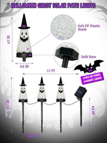 6 Pack Halloween Decorations Outdoor, Solar Ghost Pathway Lights Waterproof - Image 4