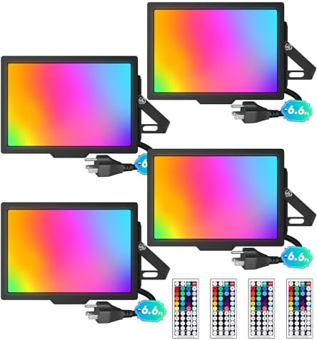 TigQiang 4 Pack 50W RGB Flood Light, IP66 RGB floodlight for Halloween by TigQiang-PremiumLighting