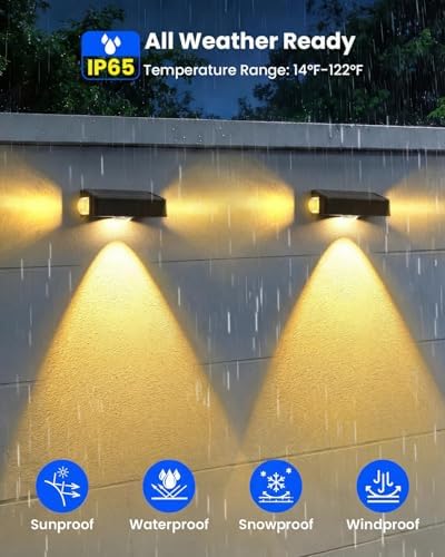 Waterproof Solar Fence Lights for Outdoor 12 Modes Warm & Cool White RGB LED Spot Lens 3-Sided Solar Powered Wall Lighting, Decor for Outside Patio Step Backyard Deck Railing Pool - 12 Pack - Image 5