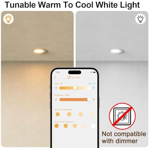ILC BR30 LED Recessed Can Light Bulbs, Indoor Flood Light Bulb, Bluetooth APP Control, 2700K-6000K Tunable with Sleep/Wake Modes, E26 Base 10W 900LM (70W Equiv.), Fits 5"/6" Recessed Cans, 6 Pack - Image 4