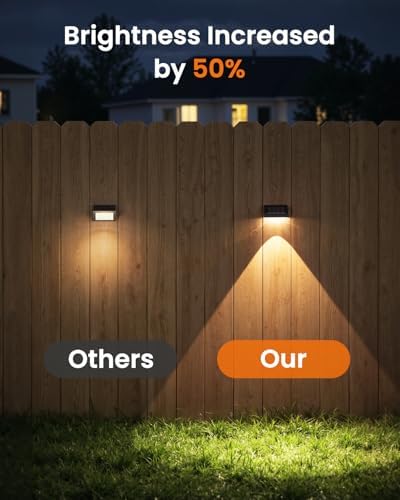VOLISUN Fence Lights Solar Powered, Dusk to Dawn Solar Fence Lights Outdoor Waterproof with Warm White LED Spot Lens, Solar Light for Fence, Yard, Wall, Backyard, Railing, Deck, and Patio, 24 Pack - Image 5