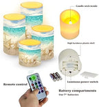 Beach Starfish Seashell Flameless Light Candles Battery Powered with Timer Remote Color Chaging Pillar Candle with Warm Yellow Color Changing Light Pack of 4 - Image 6