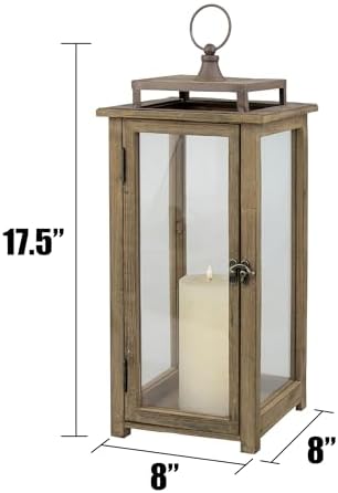 Stonebriar 18 Inch Rustic Wooden Candle Hurricane Lantern, For Table Top, Mantle, Wall Hanging, or Garden Display, Indoor & Outdoor Use, Extra Large - Image 6