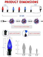 Connectable C6 Christmas Lights Outdoor String 78FT 240 LED Red White Blue - Image 2