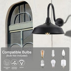 Outdoor Barn Lights with Dusk to Dawn Sensor for Porch, 16in Exterior Light Fixture with Wall Mount, Black Industrial Outdoor Wall Sconces Outside for Barn, Garage, Patio, 2 Pack - Image 3