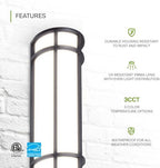 ASD LED 18" Half Cylinder Wall Light, Outdoor Patio Sconce | 3CCT, Stainless Steel, Waterproof, Energy Star, ETL Listed | 18W 1500LM 3000-5000K 100-277V | Exterior Lighting | Dark Bronze, 4 Pack - Image 3