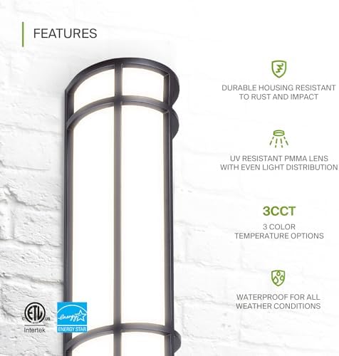 ASD LED 18" Half Cylinder Wall Light, Outdoor Patio Sconce | 3CCT, Stainless Steel, Waterproof, Energy Star, ETL Listed | 18W 1500LM 3000-5000K 100-277V | Exterior Lighting | Dark Bronze, 4 Pack - Image 3